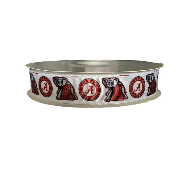 Alabama Inspired sports team 7/8” grosgrain ribbon. Crimson Tide inspired grosgrain ribbon. DIY craft supply ribbon by the yard