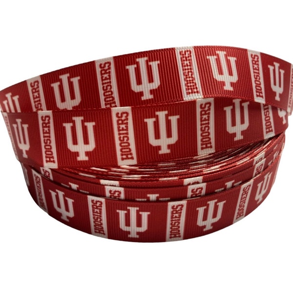 Indiana inspired 7/8” Sport Grosgrain, Team Ribbon, 22mm Grosgrain, College Football Grosgrain ribbon by the yard