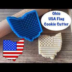 Ohio Cookie Cutter, United States, Flag, USA, Independence Day, 4th of July, Cookie Cutter and Stamp