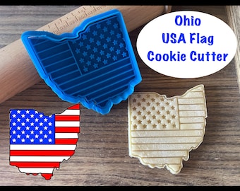 Ohio Cookie Cutter, United States, Flag, USA, Independence Day, 4th of July, Cookie Cutter and Stamp