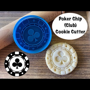 Cortador de galletas con forma de ficha de póquer, temática de juego, Las Vegas, suerte, club, cortador de galletas y sello