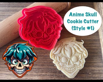 Anime Skull Cookie Cutter, Halloween Cookie Cutter and Stamp