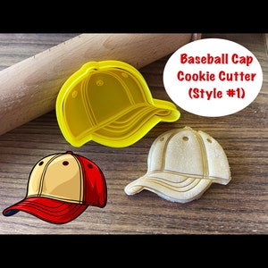 Baseball Cap Cookie Cutter, Hat, Sports, Clothing, Fashion, Cookie Cutter and Stamp