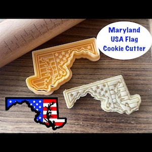 Maryland Cookie Cutter, USA Flag Cookie Cutter and Stamp