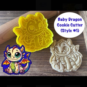 Dragon Cookie Cutter, Baby, Fantasy, D&D, Cookie Cutter and Stamp