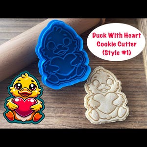 Duck Cookie Cutter, Heart, Valentine&#39;s Day Cookie Cutter and Stamp