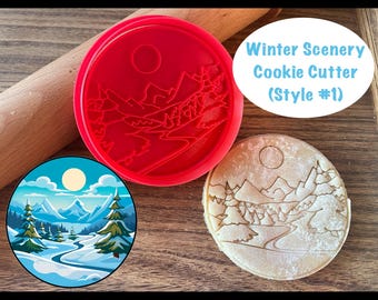 Mountains Cookie Cutter, Snow, Winter Cookie Cutter and Stamp