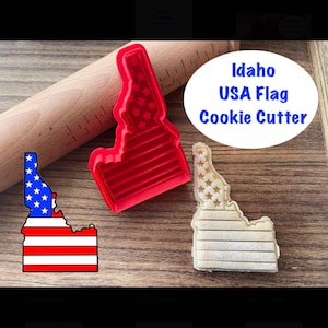 Idaho Cookie Cutter, USA Flag Cookie Cutter and Stamp