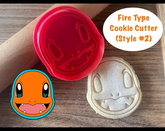 Cortador de galletas de anime, cortador de galletas tipo fuego y sello