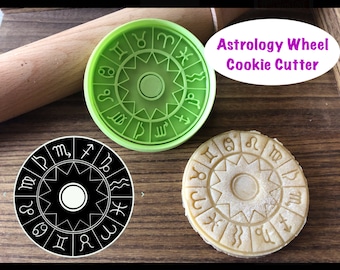 占星術ホイールクッキーカッター、誕生日、星座、クッキーカッターとスタンプ