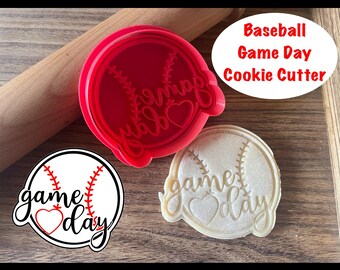Cortador de galletas de béisbol, cortador de galletas del día del juego y sello