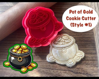 Pot of Gold Cookie Cutter, Saint Patrick's Day Cookie Cutter and Stamp