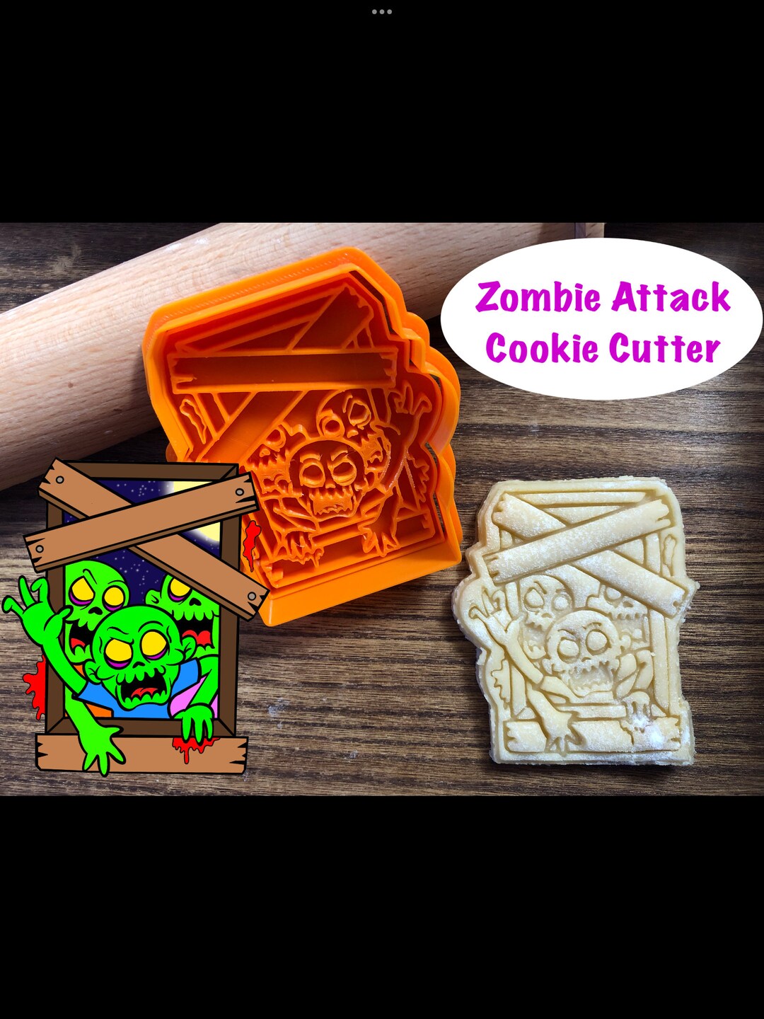 Zombie Cookie Cutter Halloween Horror Moon Cookie Cutter Etsy