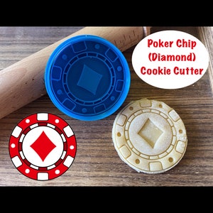 Poker Chip Cookie Cutter, Gambling Theme, Las Vegas, Luck, Diamond, Cookie Cutter and Stamp