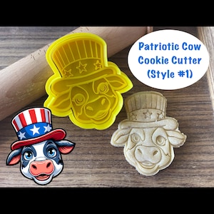 Cow Cookie Cutter, Fourth of July, Patriotic, USA, Cookie Cutter and Stamp