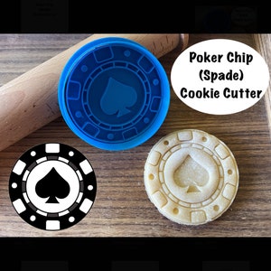 Poker Chip Cookie Cutter, Gambling Theme, Las Vegas, Luck, Spade, Cookie Cutter and Stamp