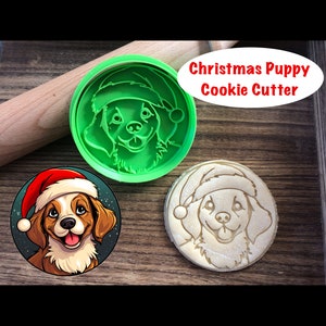 Christmas Cookie Cutter, Puppy, Dog, Santa, Holiday, Cookie Cutter and Stamp