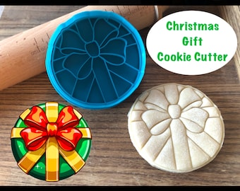 Christmas Gift Cookie Cutter, Present, Cookie Cutter and Stamp