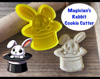 Rabbit Cookie Cutter, Magic, Magician's Hat, Bunny, Cookie Cutter and Stamp
