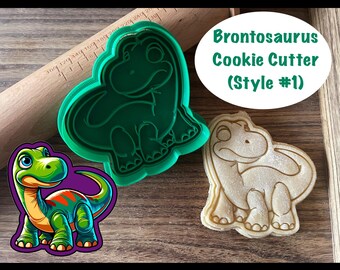 Brontosaurus Cookie Cutter, Dinosaur Cookie Cutter and Stamp