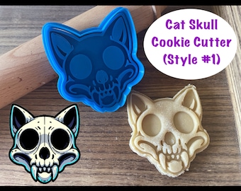 Cat Cookie Cutter, Halloween, Skull, Cookie Cutter and Stamp