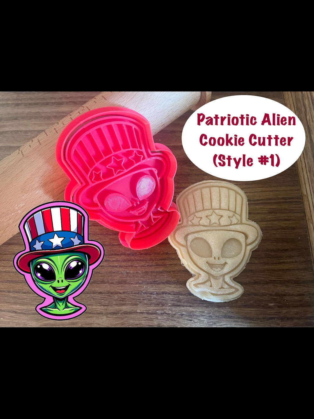Alien Cookie Cutter, USA, 4th of July Cookie Cutter and Stamp - Etsy