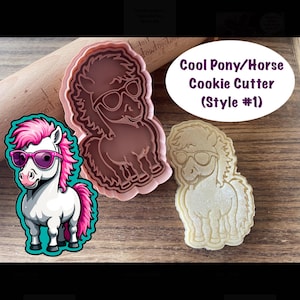 Cool Pony Cookie Cutter, Sunglasses, Horse Cookie Cutter and Stamp