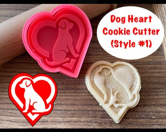Dog Cookie Cutter, Love, Heart, Cookie Cutter and Stamp