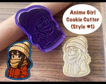 Anime Girl Cookie Cutter, Winter Cookie Cutter and Stamp