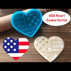 USA Cookie Cutter, Flag, Heart, United States, Independance Day, 4th of July, Patriotic, Cookie Cutter and Stamp