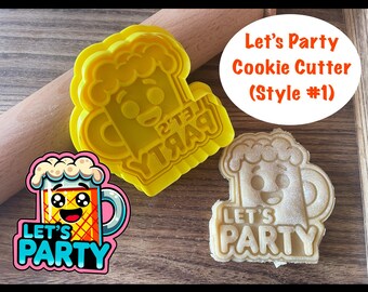 Let's Party Cookie Cutter, Beer Mug Cookie Cutter and Stamp