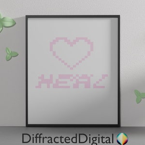 Heart Pixel Art, Pixel Art Print, Video Game Poster, Arcade Art, Gamer Wall Art, Minimalist Wall Art,