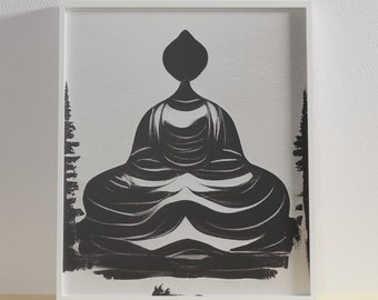 Zen Buddha Wall Art, Zen Wall Art, Yoga Art, Buddha Art, Buddha Poster, Zen Art, Black and White Art, Minimalist Meditation Design Wall Art