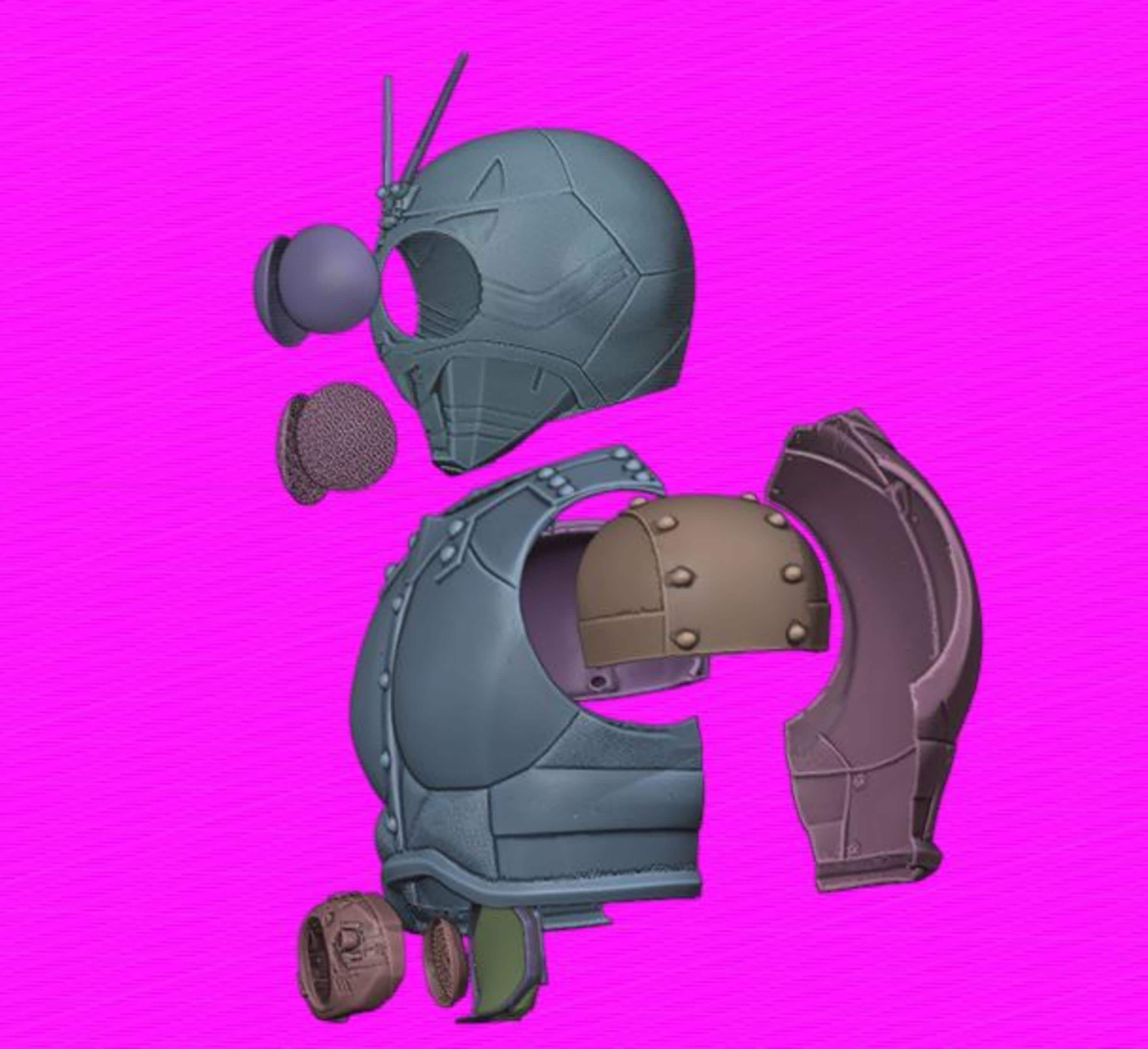 仮面ライダーコスチュームのコスプレ用フルシャドームーン3Dファイル