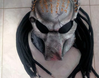 Handmade Predator Cosplay Helmet: Wearable Alien Mask with Light