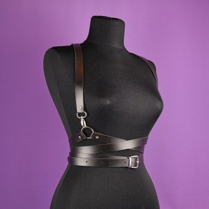 Adjustable Leather Waist Harness: Gothic Punk Body Straps