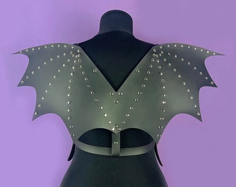 Studded Vegan Leather Bat Wings Harness: Gothic Costume