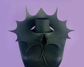 Handcrafted Leather Bat Wings Collar: Gothic Vampire Costume