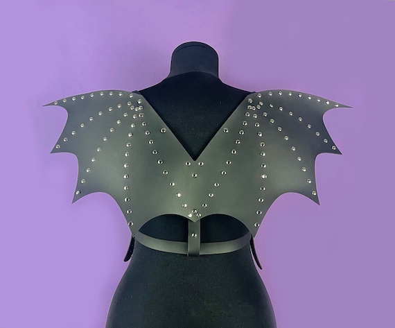 Studded Vegan Leather Bat Wings Harness: Gothic Costume - Etsy display picture 1