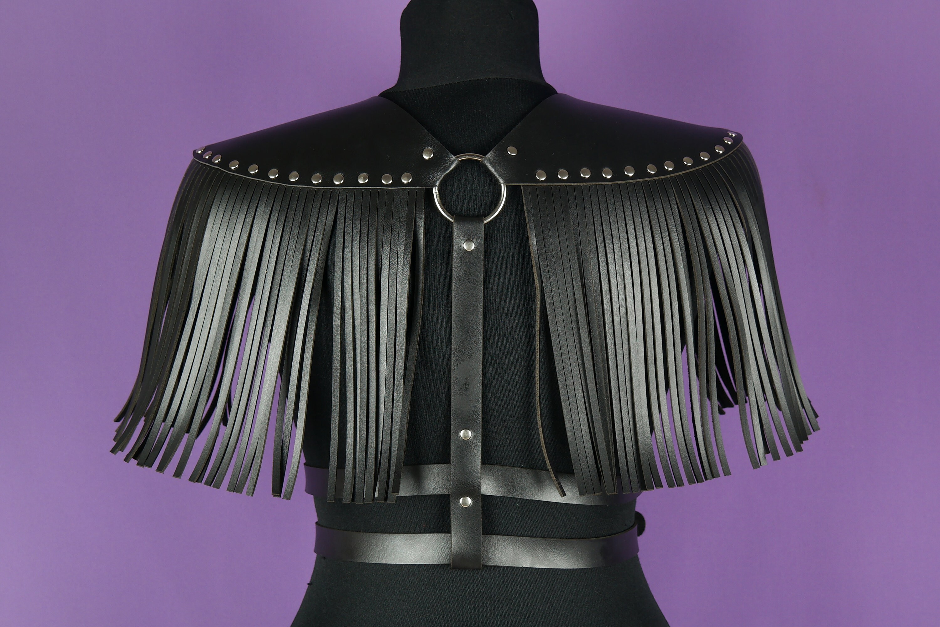 Leather Fringe Harness Tassel Epaulette Harness Chest Harness Gothic