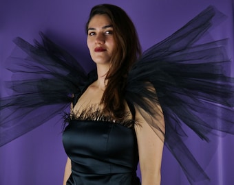 Tutu Shoulder Harness: Gothic Tulle Epaulette - Festival Wear