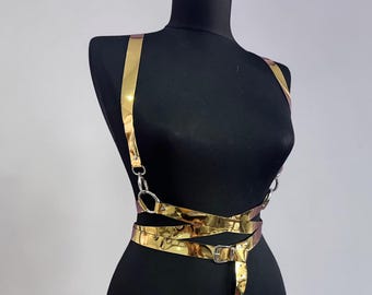 Mirror Gold Asymmetric Waist Harness, Avant-Garde Festival Belt