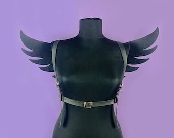 Leather Feather Angel Wings Harness: Cosplay Costume Accessory