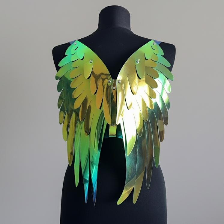 Holographic Angel Wings Harness – Iridescent Festival Costume, Rave ...