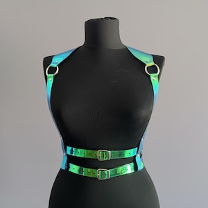 Imbracatura in pelle per petto e vita: cintura punk unisex Vegan - Iridescent