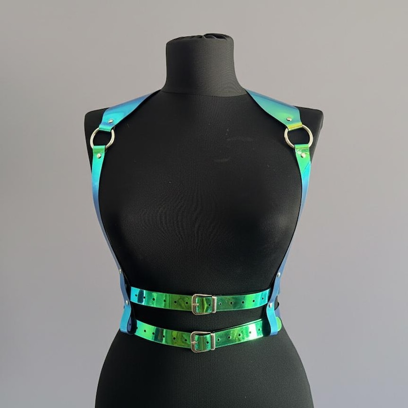 Imbracatura in pelle per petto e vita: cintura punk unisex Vegan - Iridescent