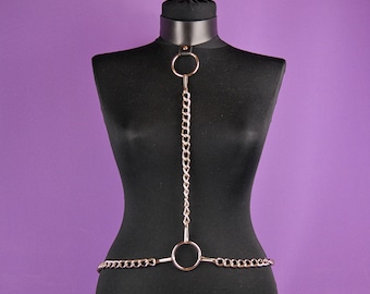 Leather Chain Harness – Adjustable BDSM Lingerie, Gothic Belt