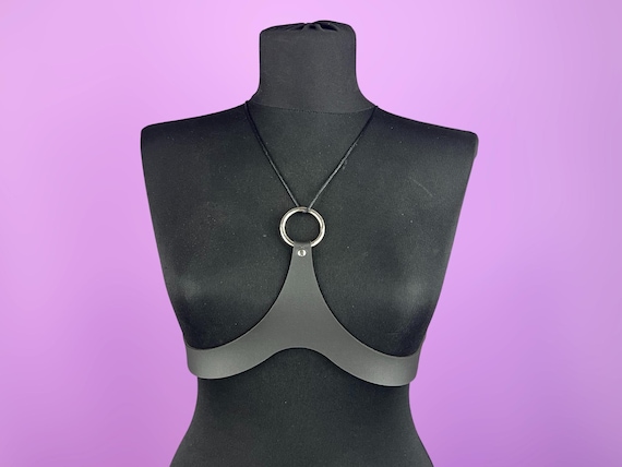Underbust Leather Harness with O-Ring – Adjustable Body Harness, Gothic Festival Cosplay Fashion, Alternative Accessory