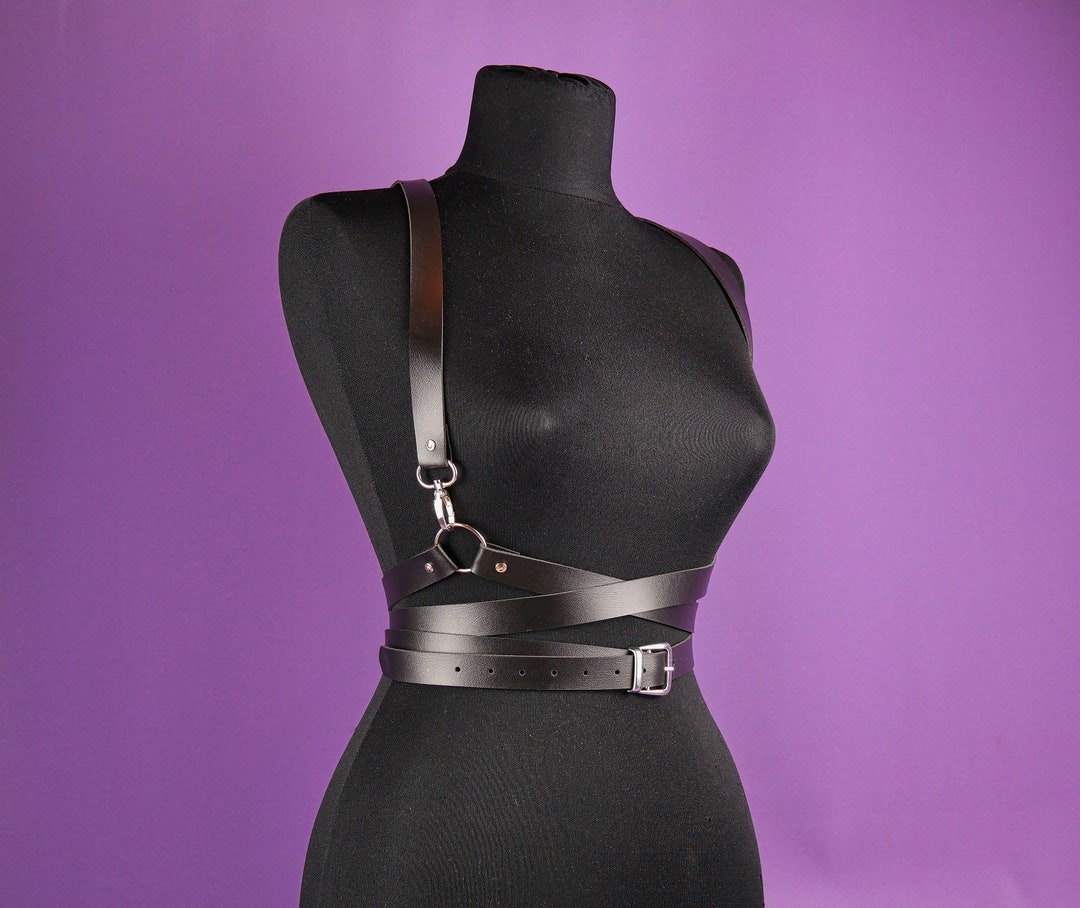 Adjustable Leather Waist Harness: Gothic Punk Body Straps