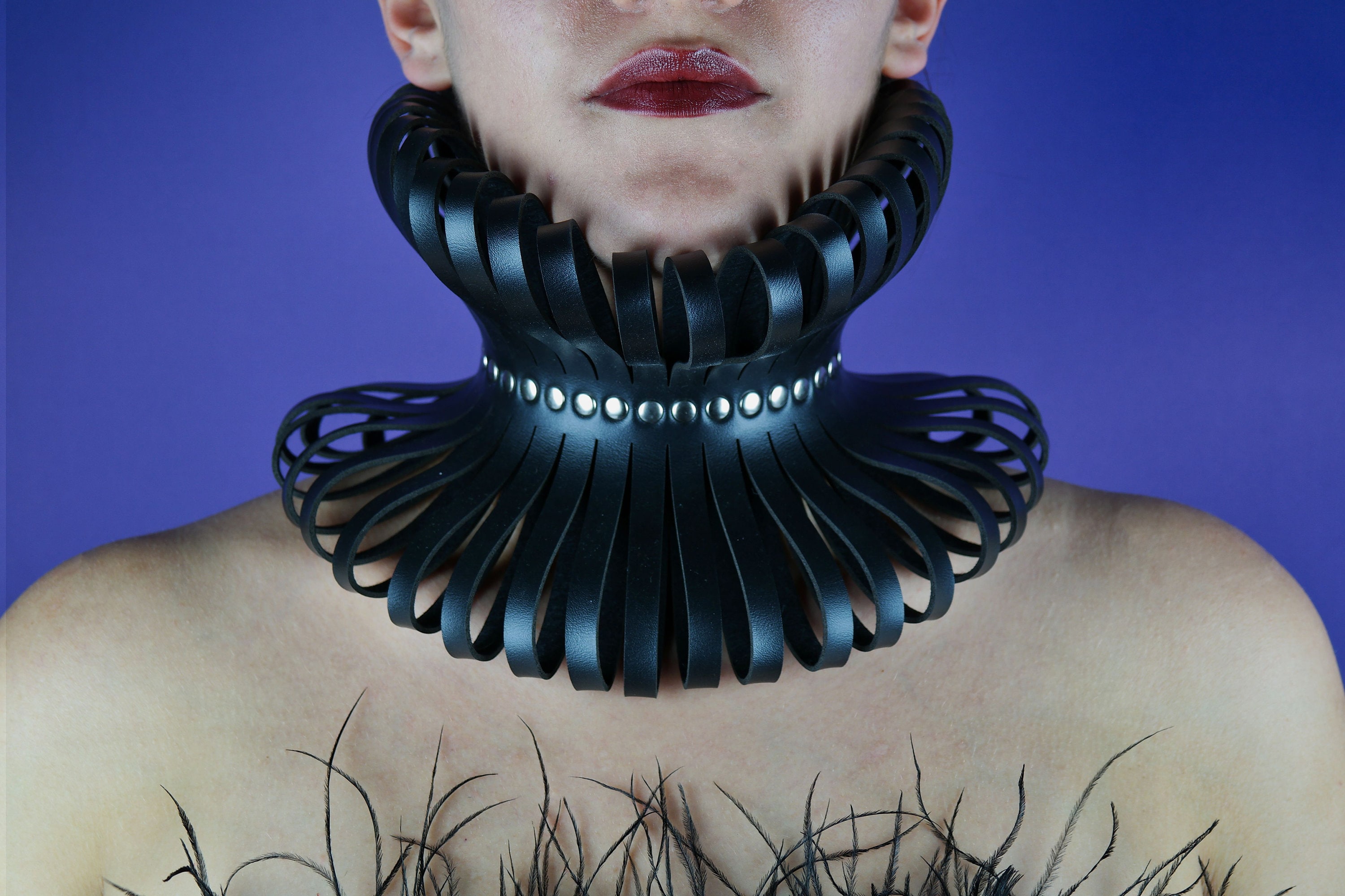 Leather Victorian Ruffle Collar: Queen Vampire Choker - Etsy